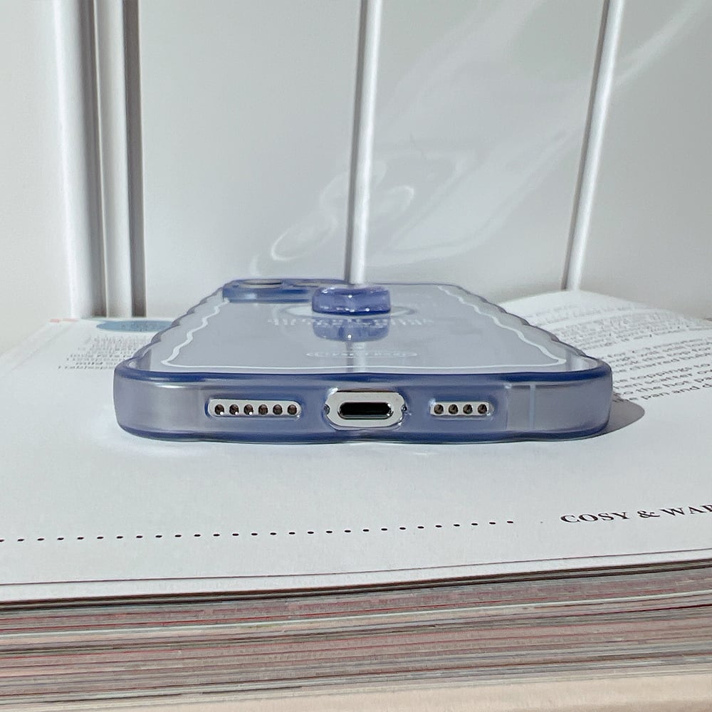 再販】人気の組み合わせ♡波フレーム ハート ブルー クリスタル デコ