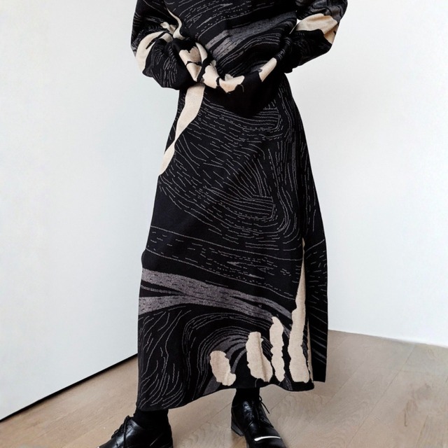 Abstract pattern knit set up C1640