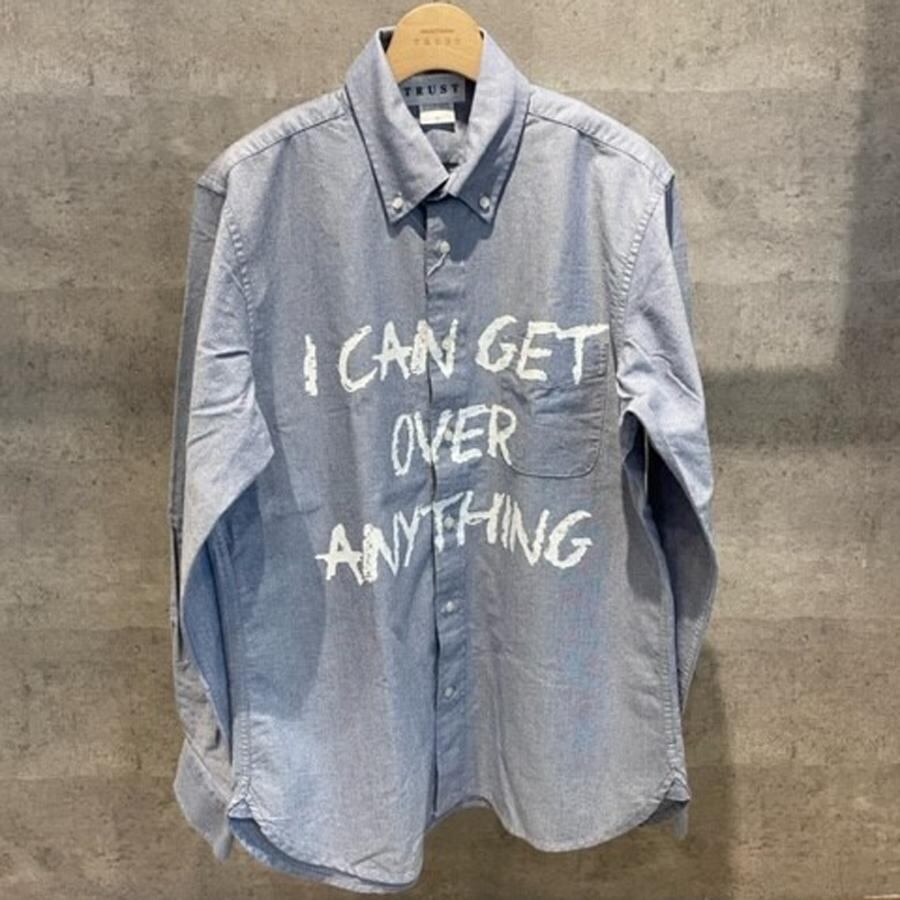 【ブルー】長袖シャツ シャツ 羽織り プリント シンプル ストリート ユニセックス オリジナル original長袖SH