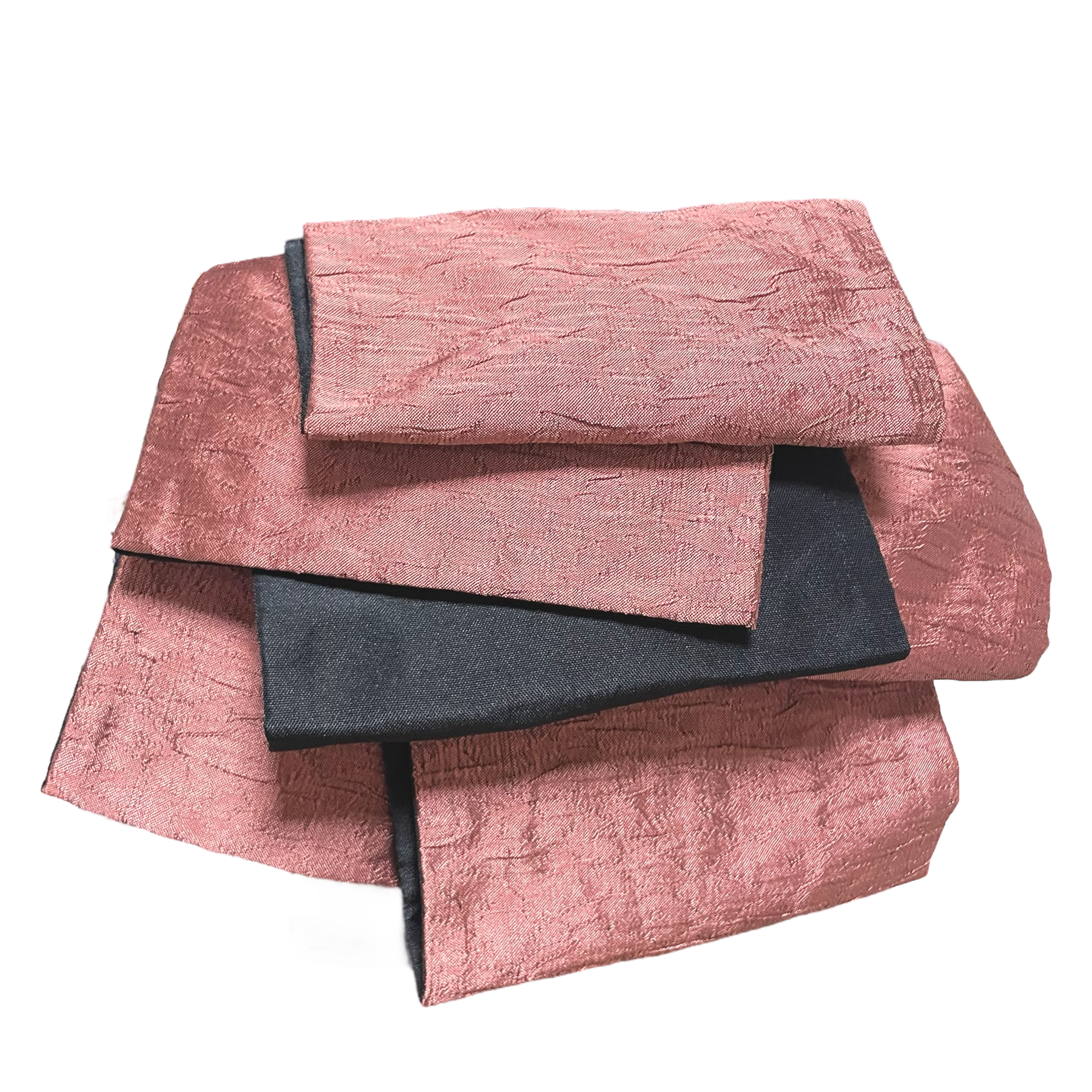 くすみピンクと黒のシンプル柔らか半幅帯