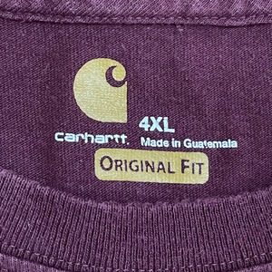 【Carhartt】4XL ビッグシルエット Tシャツ T-SHIRT ポケットTシャツ ポケT 半袖 ワンポイント カーハート バーガンディ ゆるだぼ US古着