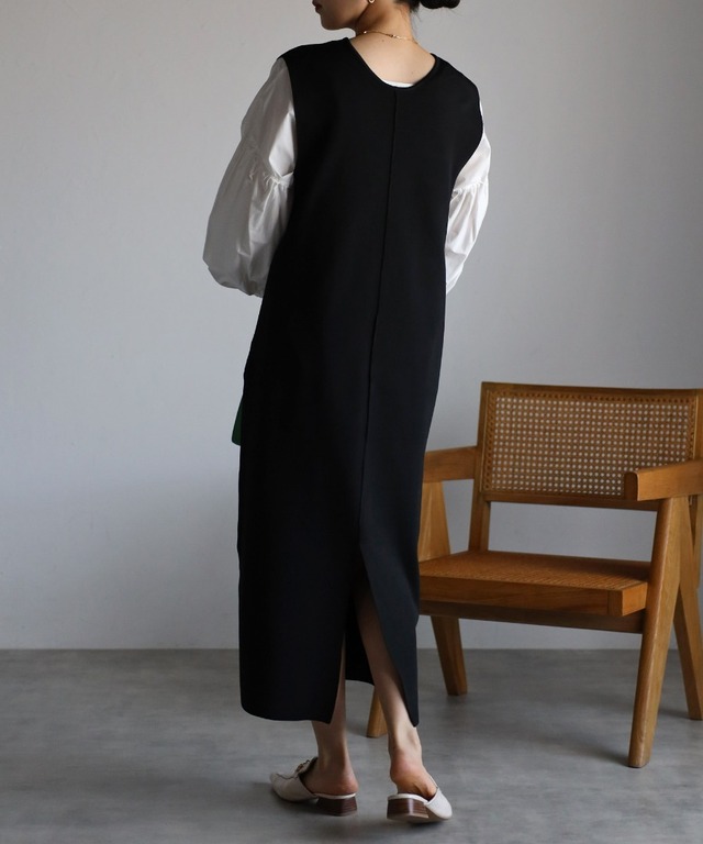 前後2WAYディープUネックダイバーニットワンピース