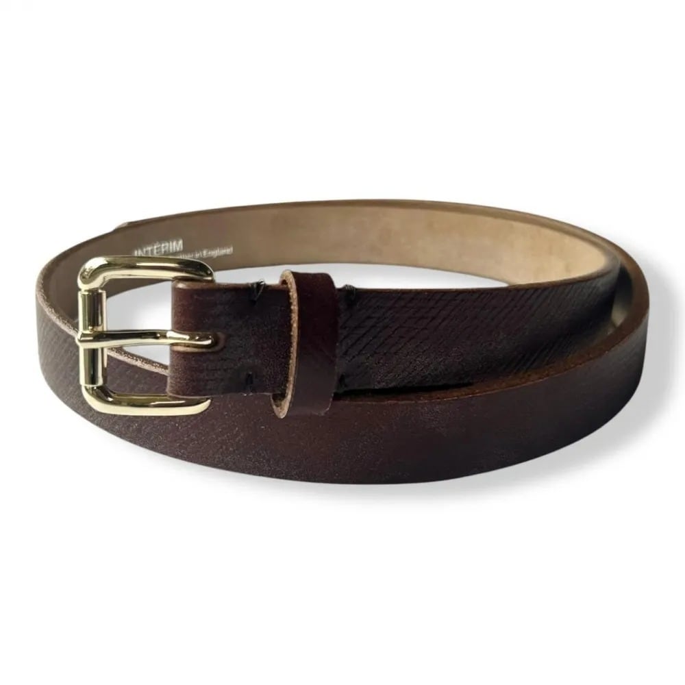 INTERIM (インテリム) 25mm CROSS GRAIN OAK BARK LEATHER BELT A.NUT