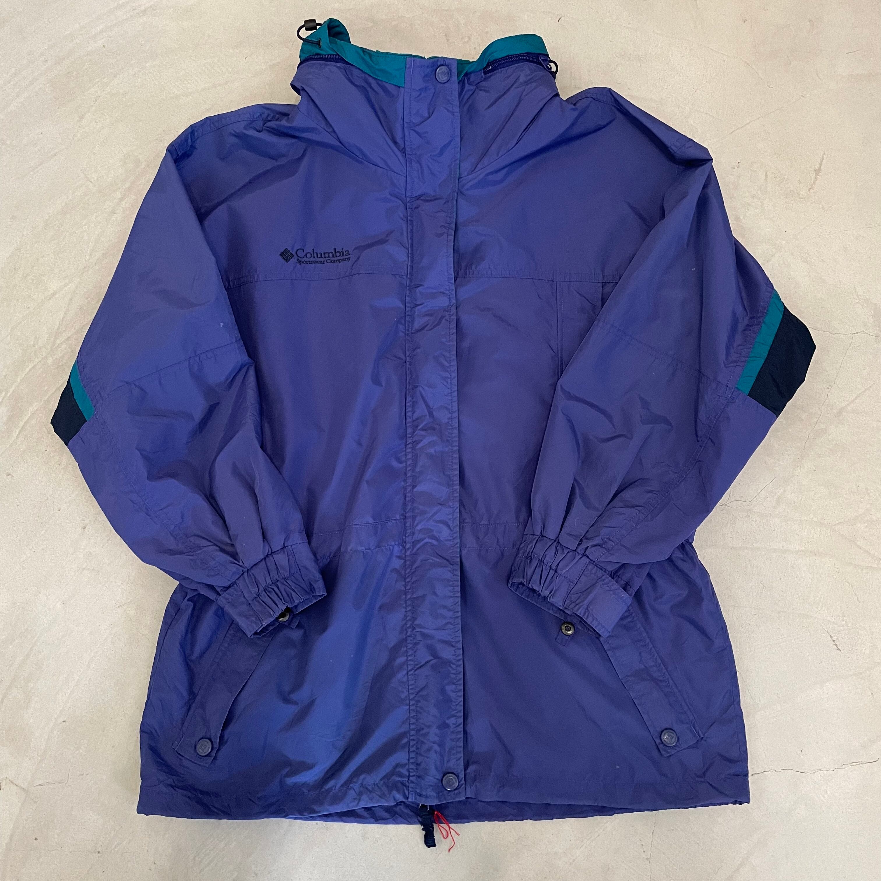 90年代 Columbia コロンビア ハイネック マウンテンジャケット レディースLL 古着 90s ヴィンテージ ビンテージ ナイロンジャケット ネイビー【アウトドアジャケット】