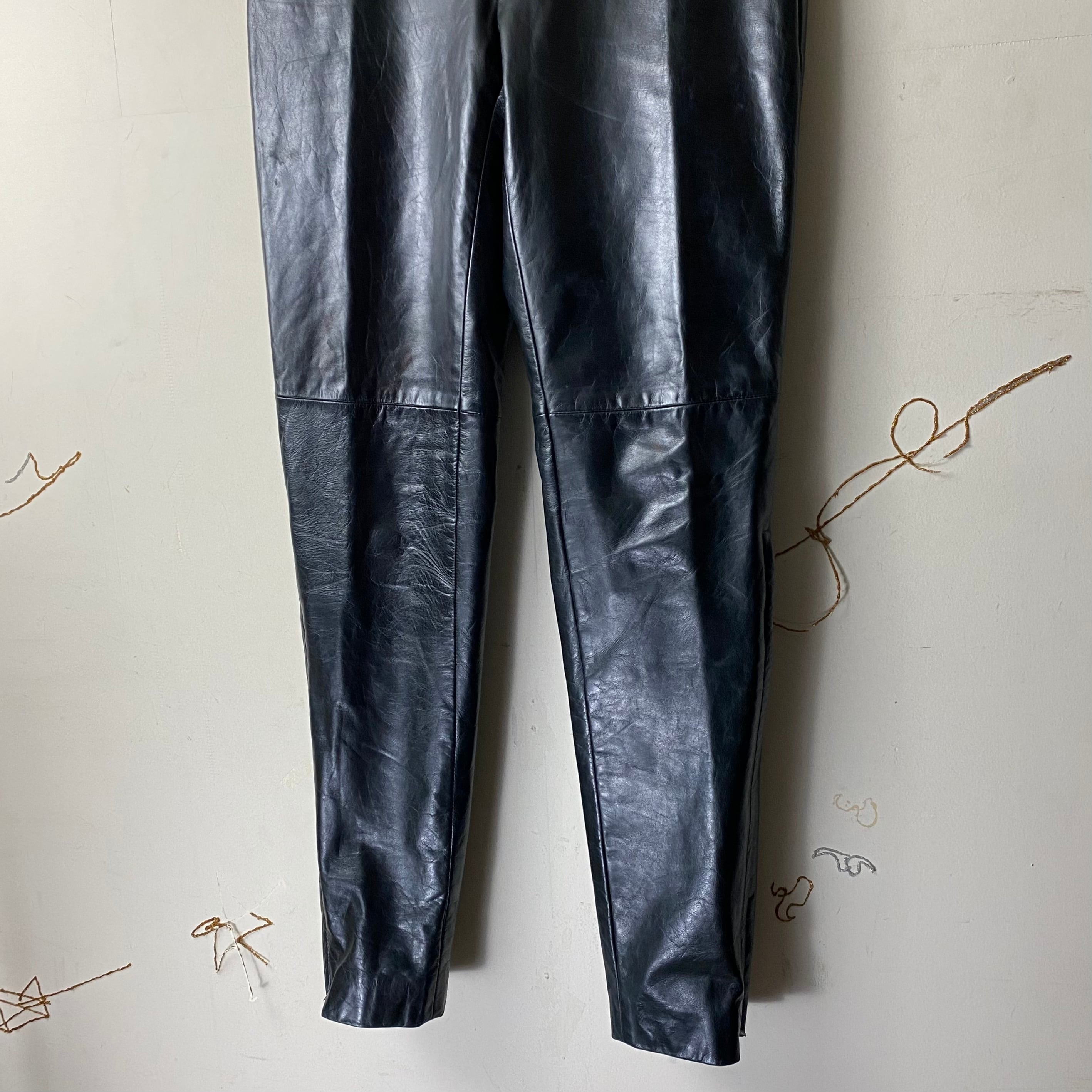 COSTUME NATIONAL HOMME black leather pants | NOIR ONLINE