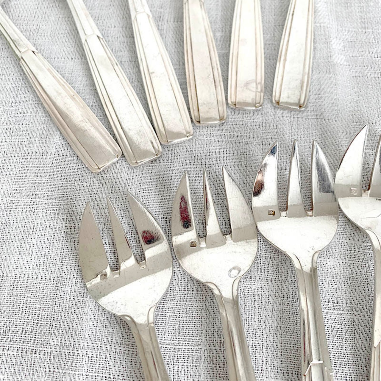 オイスターフォーク シルバープレート 貝やフルーツに 　2本セット　18TWa40