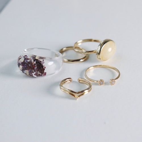 SET RING ||【通常商品】FOR MY WIFE'S PRESENT RING SET || 5 RINGS || GOLD || CRSM0427A