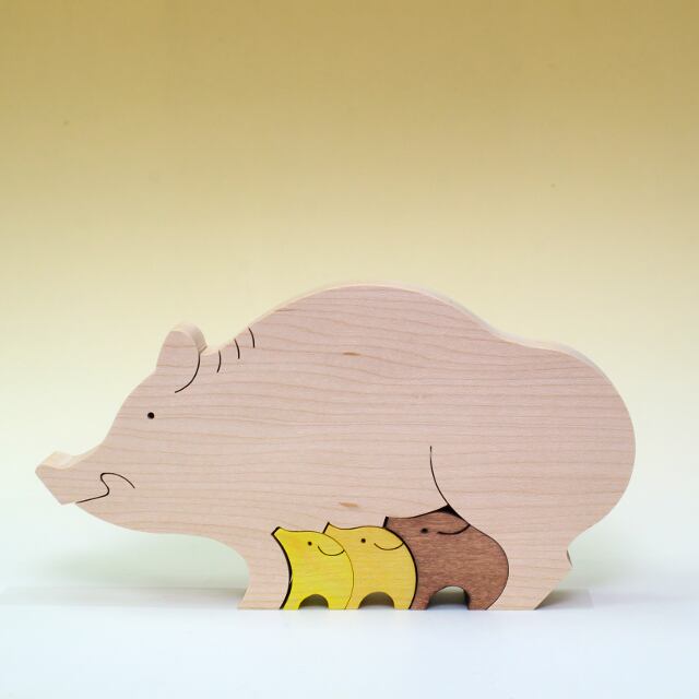 小黒三郎 どうぶつの組み木 | 木のおもちゃ専門店 おもちゃ箱 イカロス