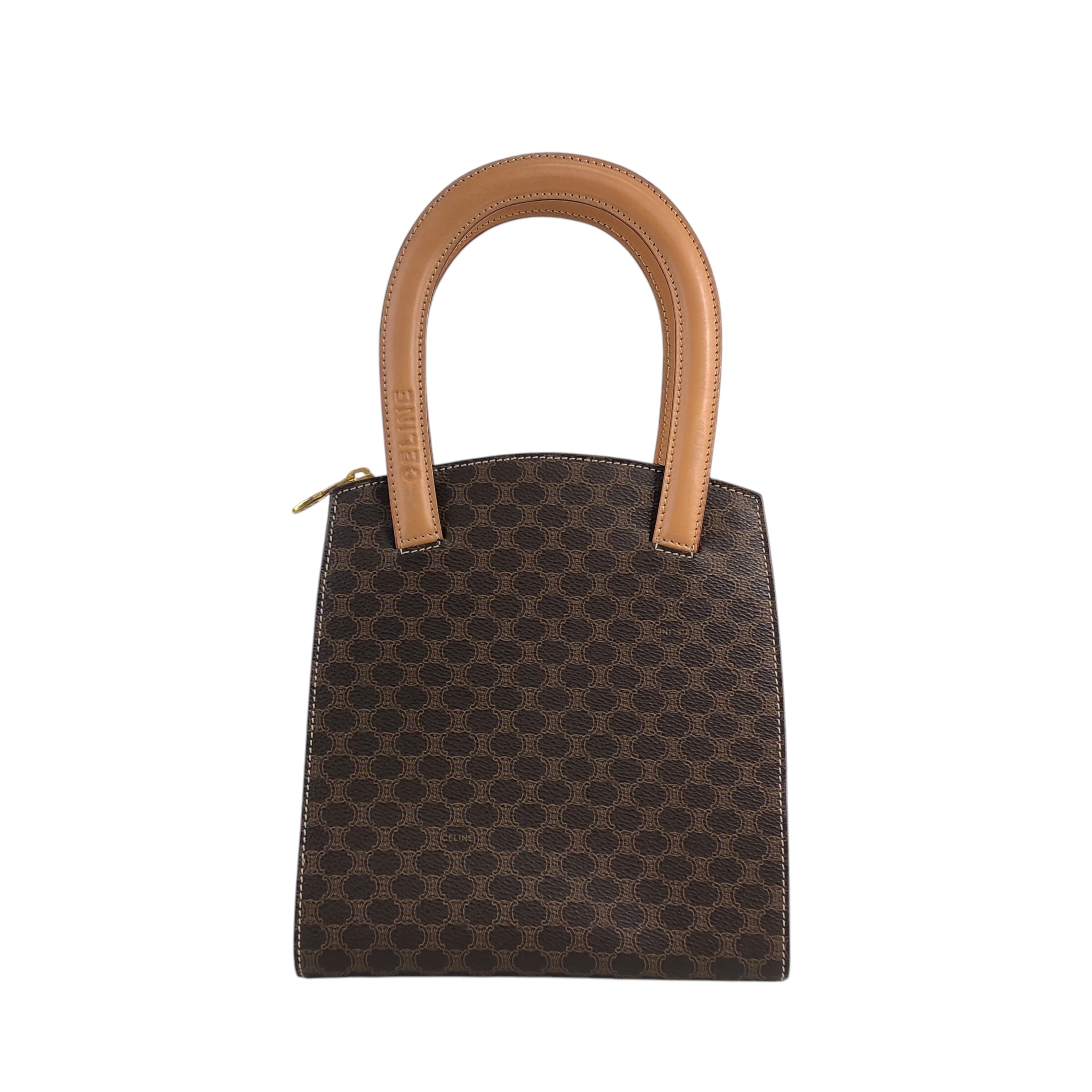 セリーヌ レザー マカダム ハンド トート バッグ ヴィンテージ ブラウン CELINE セリーヌ トートバッグ マカダム柄 ヴィンテージ