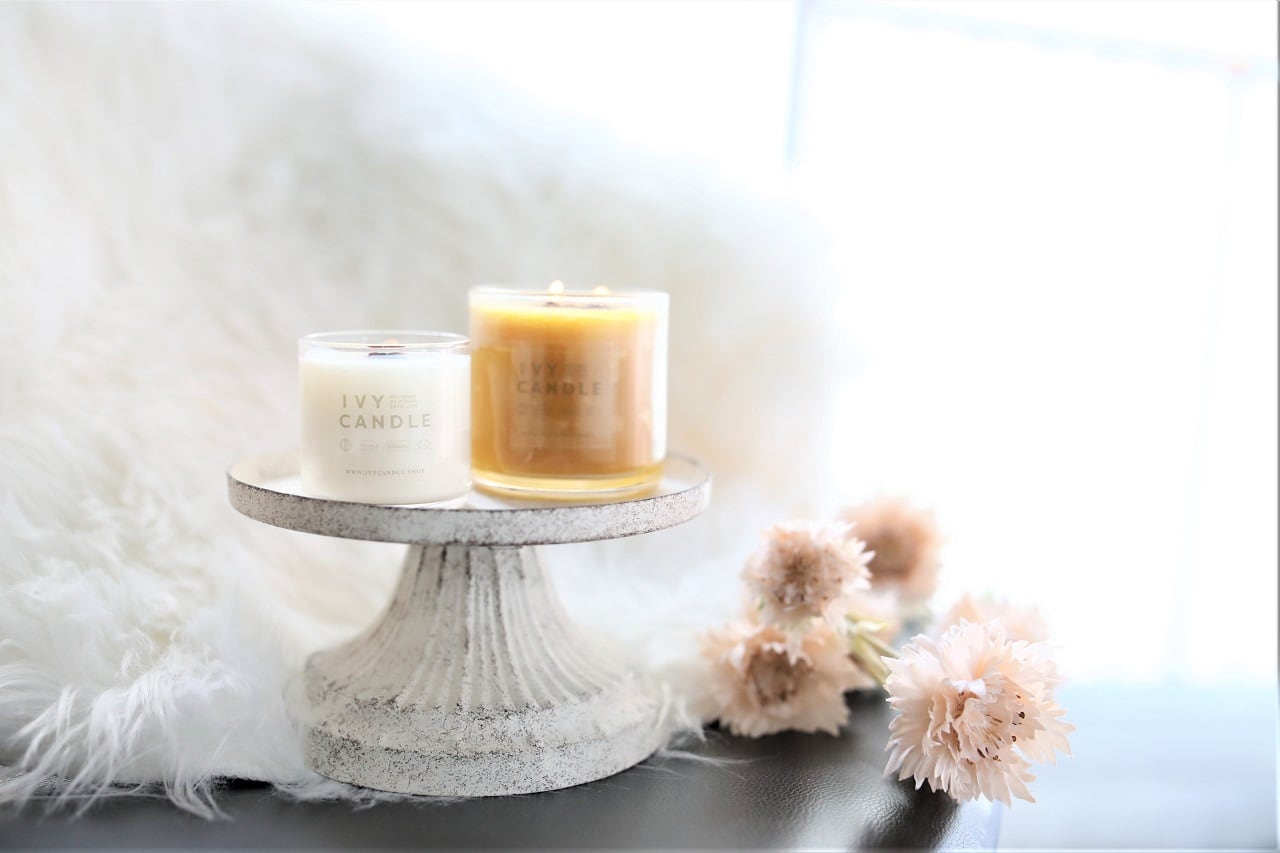 売り切れのため展示のみ)蜜蝋＆ソイワックスミニカヌレキャンドル3個