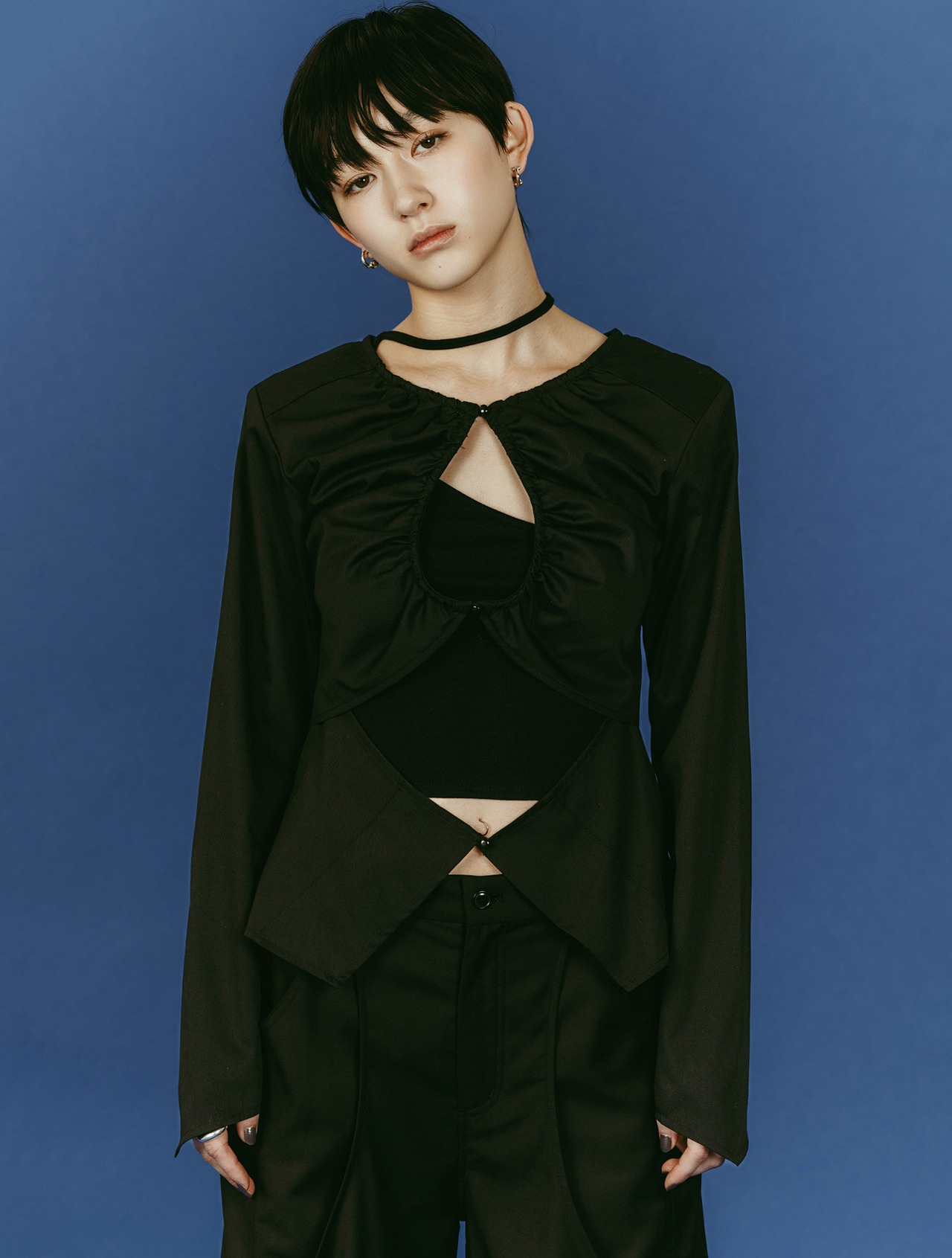 Unique Feminine Blouse / BLACK - 7