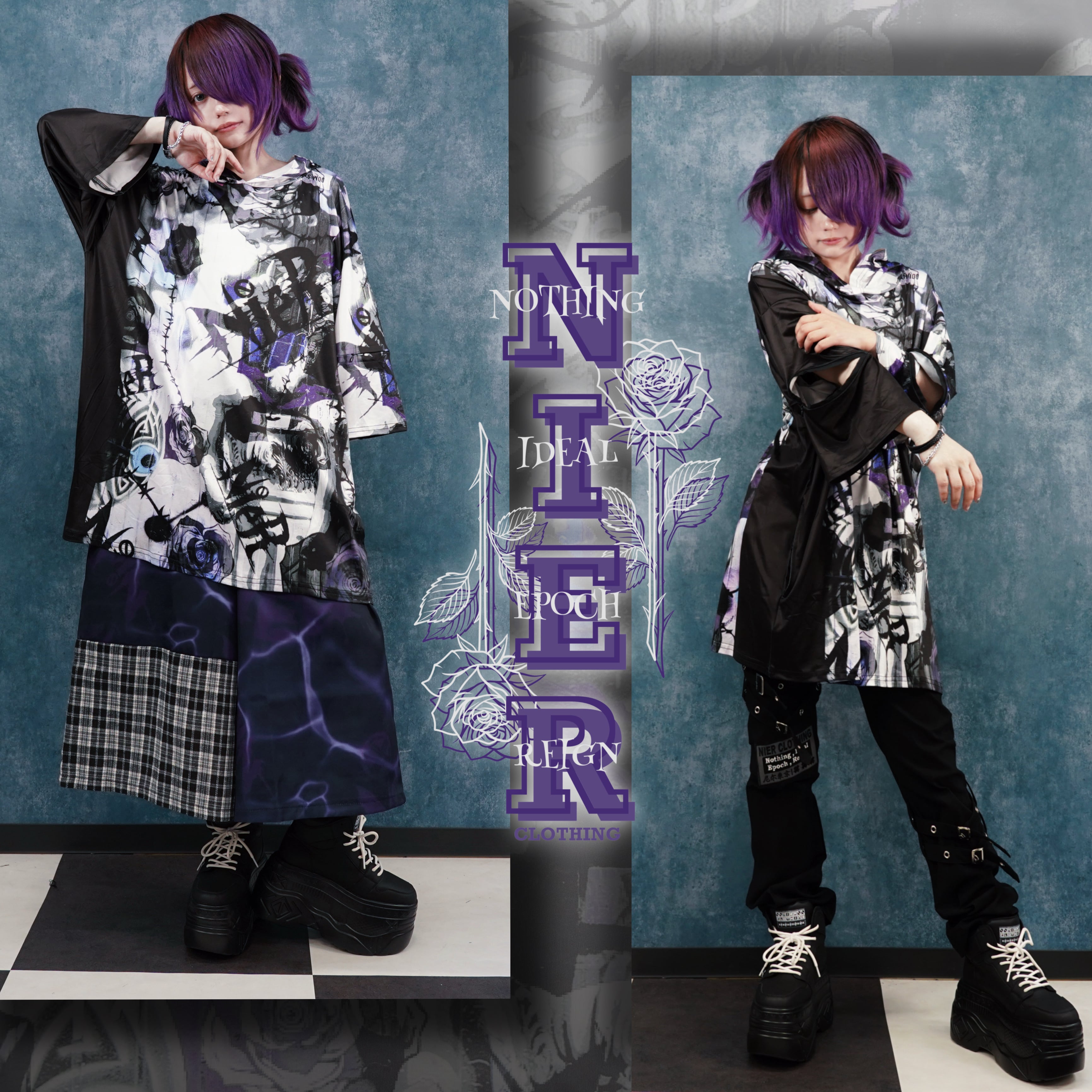 2WAY ZIP SLEEVE OVER SIZE PULLOVER【ROSE COLLAGE】 | NIER CLOTHING