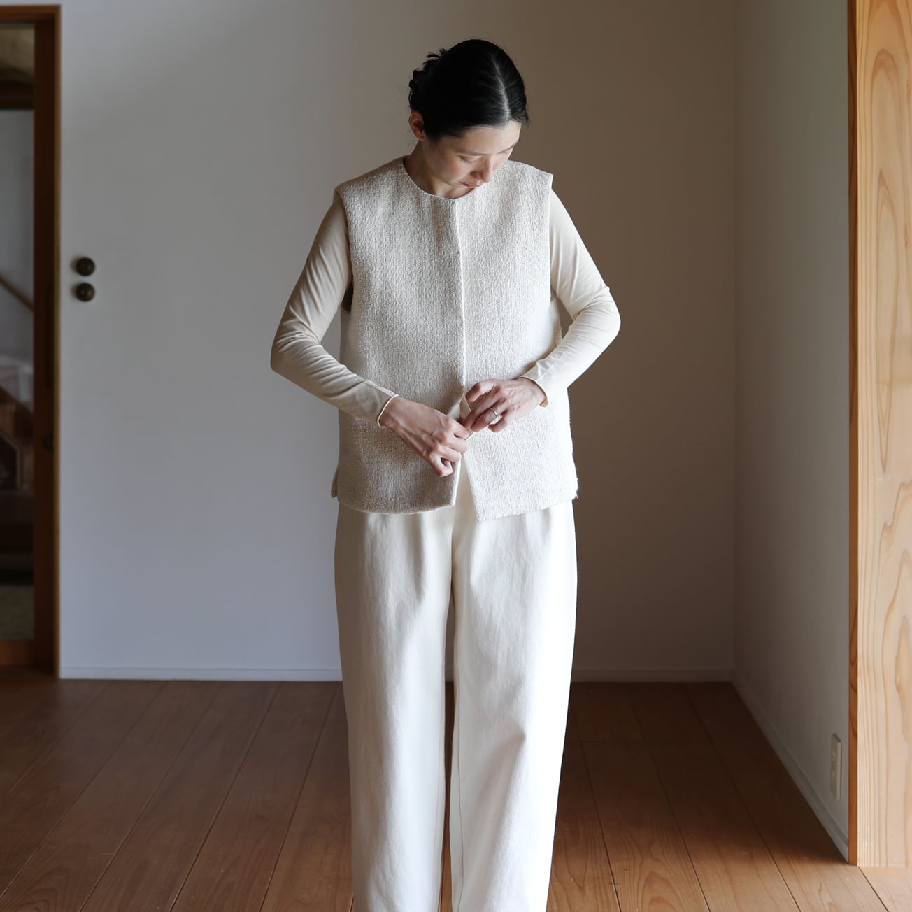 ベスト（手紡手織木綿 生成） | えみおわす