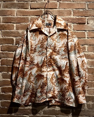 【Caka act3】70’s “JC Penney” Landscape Design Vintage L/S Open Collar Shirt