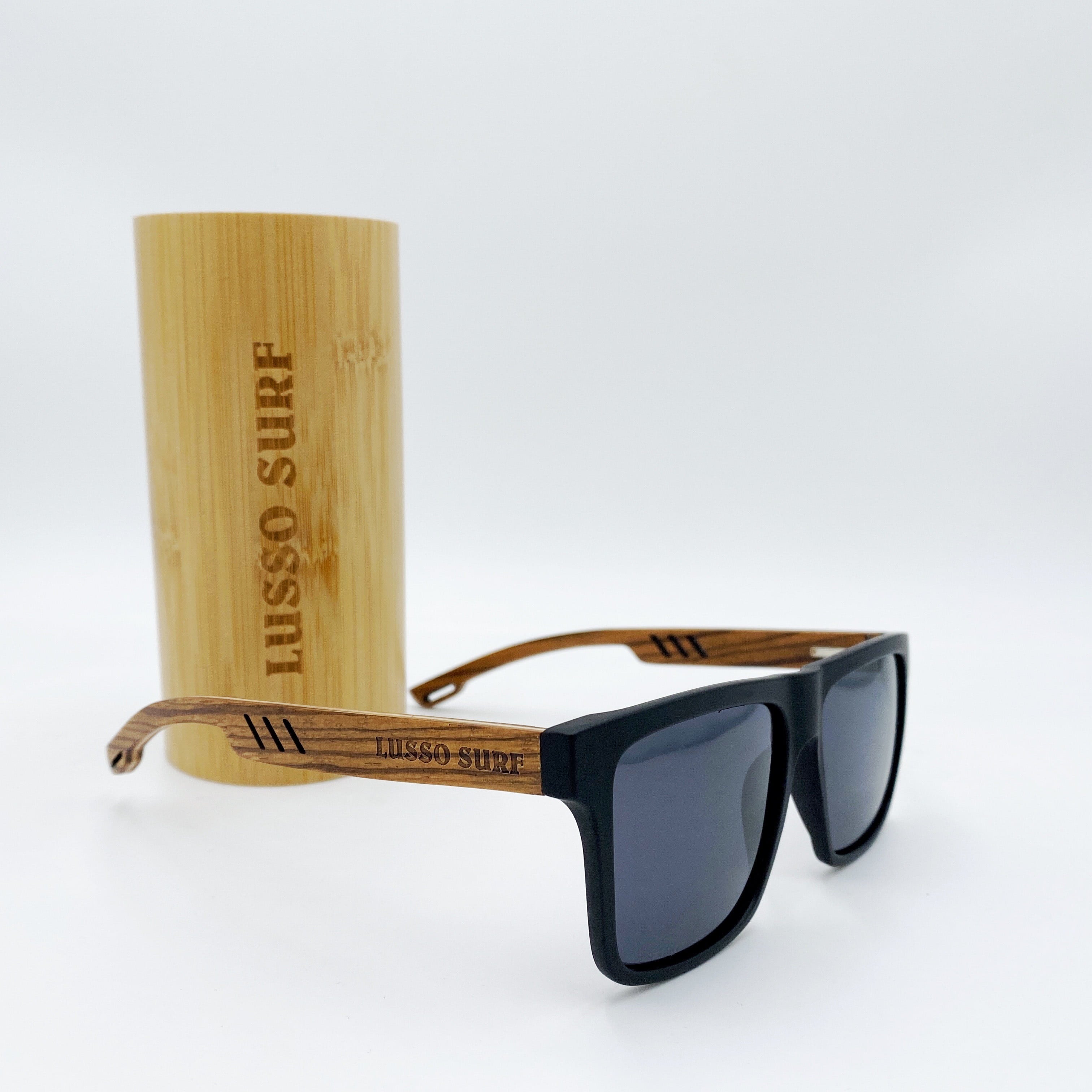 Square Wide Sunglasses “Santa Cruz”【Black】 | LUSSO SURF