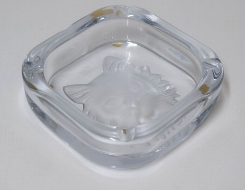 ★ フランス　セーブルクリスタル　猫　アッシュトレイ　灰皿　Cristal De Sevres
