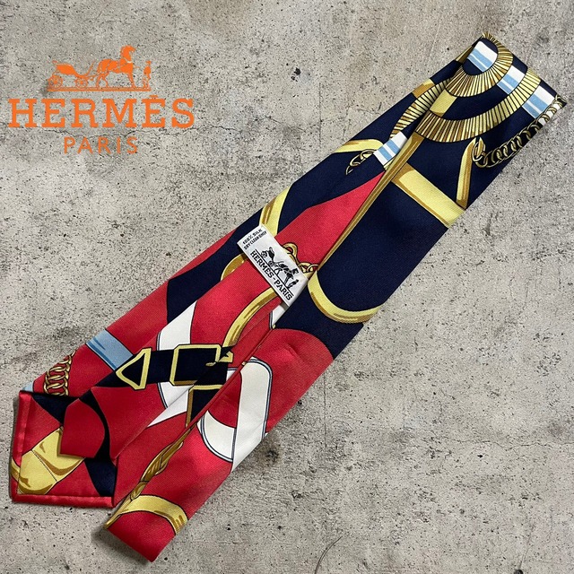 〖HERMES〗baroque patterned design silk necktie/エルメス バロック柄 デザイン シルク ネクタイ/#0630/osaka