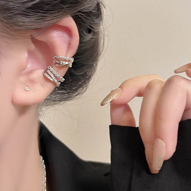 WMIA 多層耳骨クリップ ピアス 14Kゴールド/ホワイトK 수납