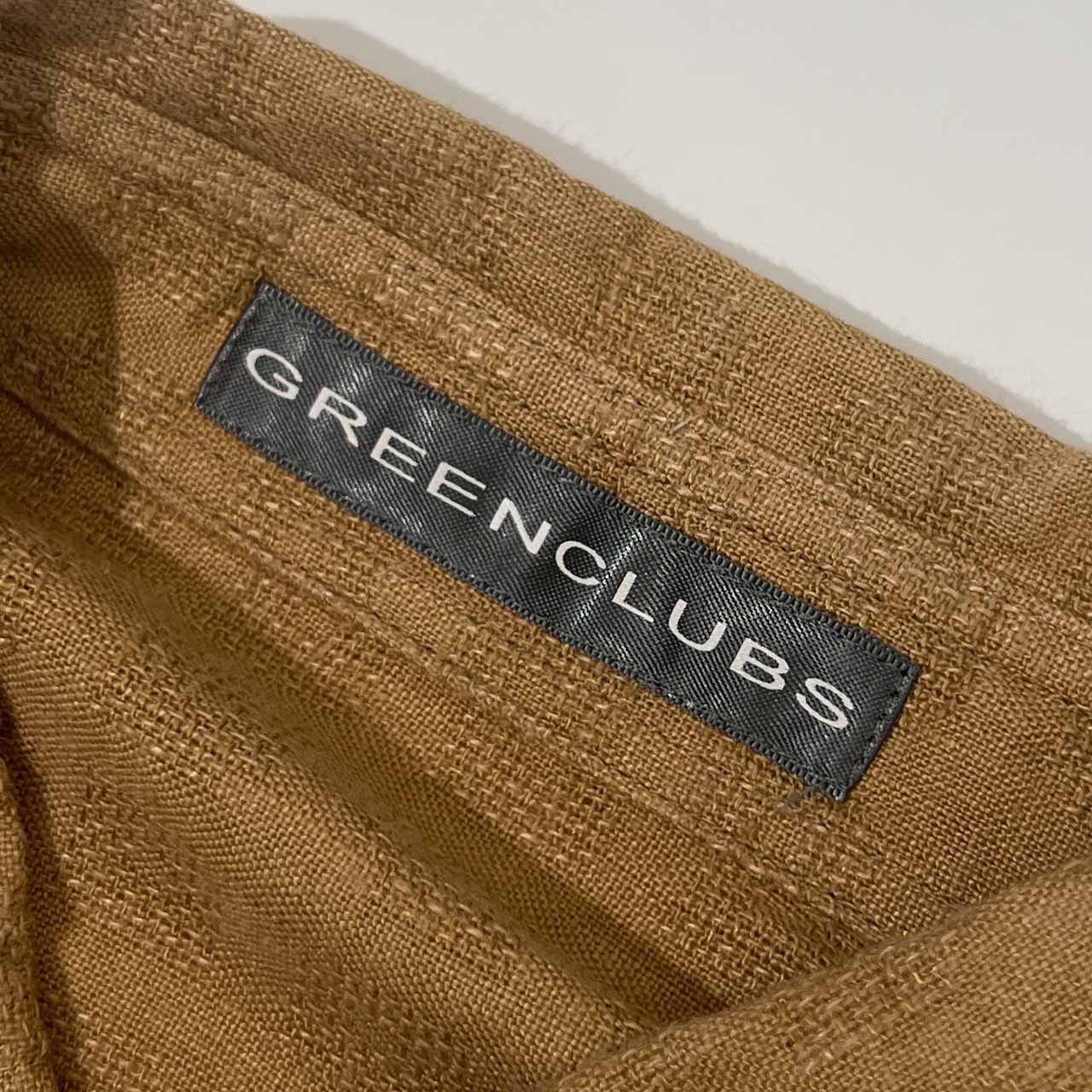 リネン混 GREENCLUBS グリーンクラブ ワーナーコラボ BD ボタンダウン 半袖シャツ 3/ベージュ メンズ ゴルフ