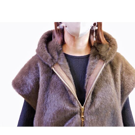 ee460 PASSIONE フェイクファーフードベスト536403 | lmnstore