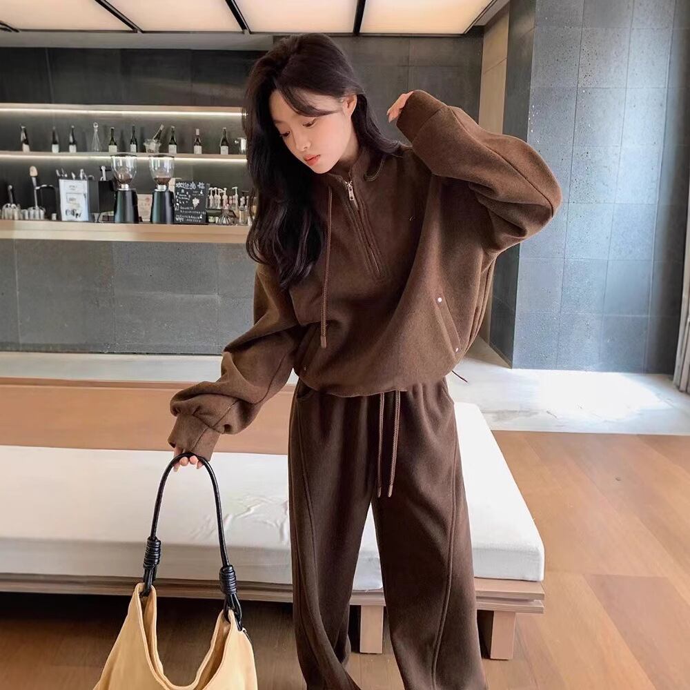 【レディース】ハーフジッパーフリースセットアップ