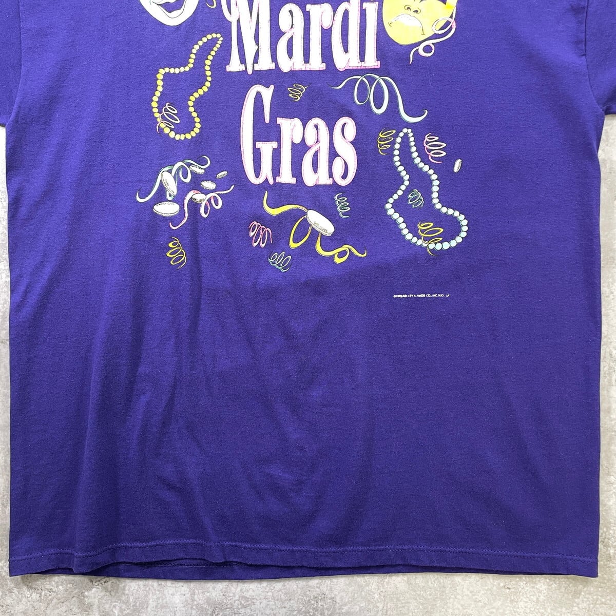 90年代 USA製 Mardi Gras イベント パレード ラメプリントTシャツ