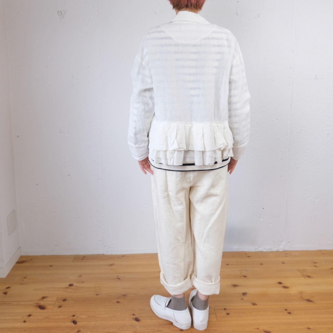 GUPTIHA(グプティハ) TEORI Washed Twill Pants  手織りコットンツイル イージーパンツ（ホワイト）