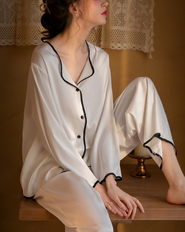 バイカラーパイピングルームウェアセット　R26009