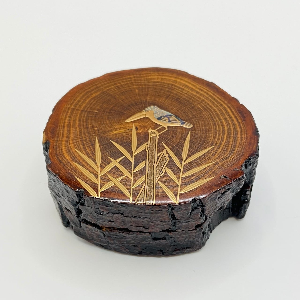 ♥天然木　刳り貫き　虎杢　茶櫃　ちゃびつ　骨董　古玩 古物】蔦香合 翡翠蒔絵 岩本相伯 共箱入 | 茶道具 錦玉堂
