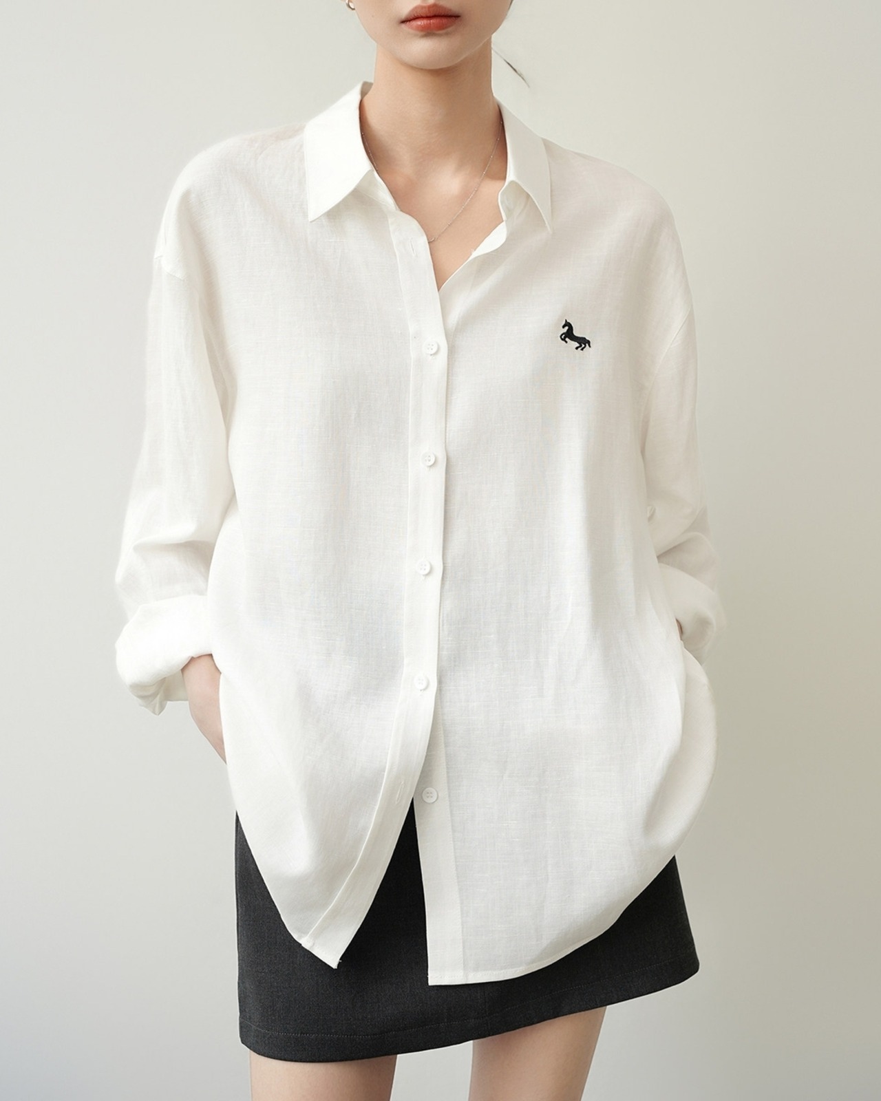 刺繍レギュラーカラーシャツ 2color A1046 - 12