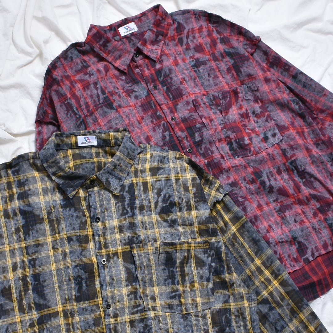 新作】DirtyダメージチェックBIGシャツ | VOLCAN&APHRODITE