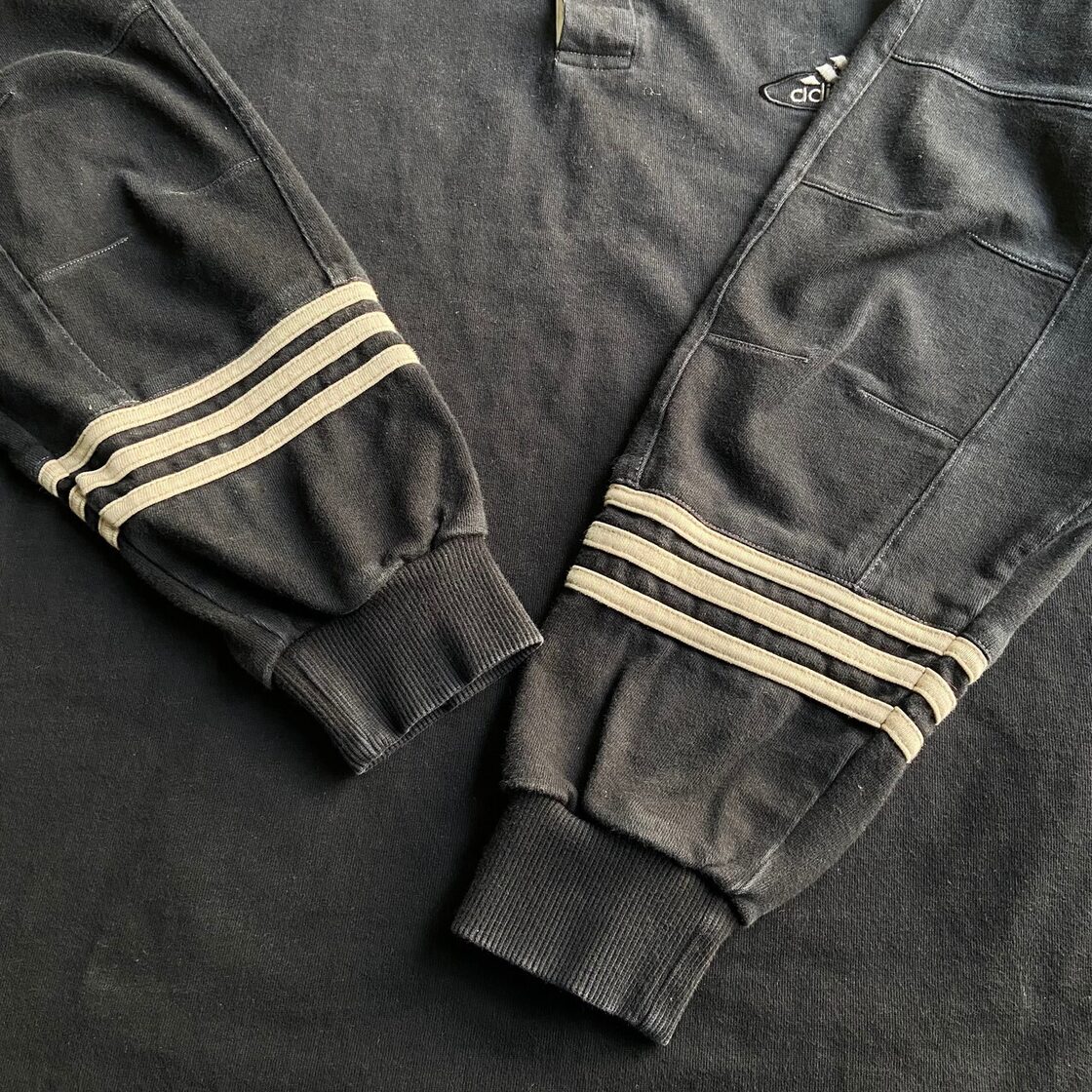 00年代 adidas アディダス 長袖 ワンポイントロゴ 刺繍 ラインデザイン 