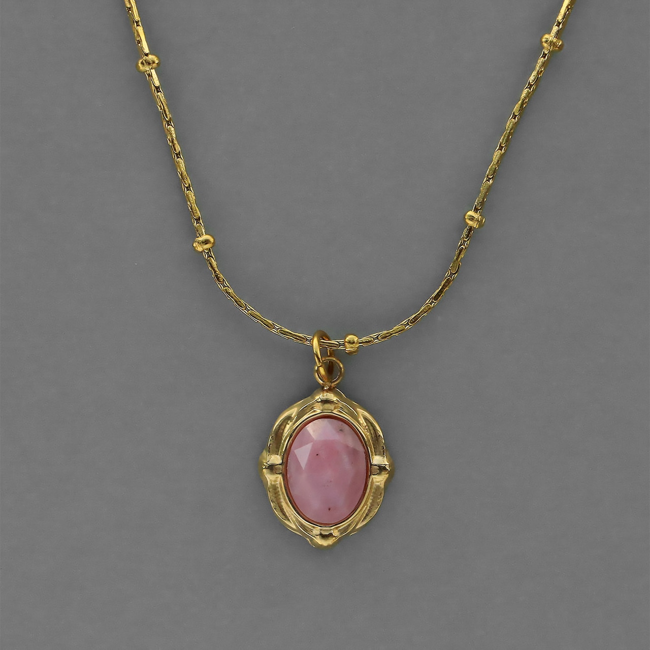 【ネコポス便】ネックレス パワーストーン ロードナイト ペンダントネックレス 14K 金属アレルギー対応 ステンレス レディース 2381
