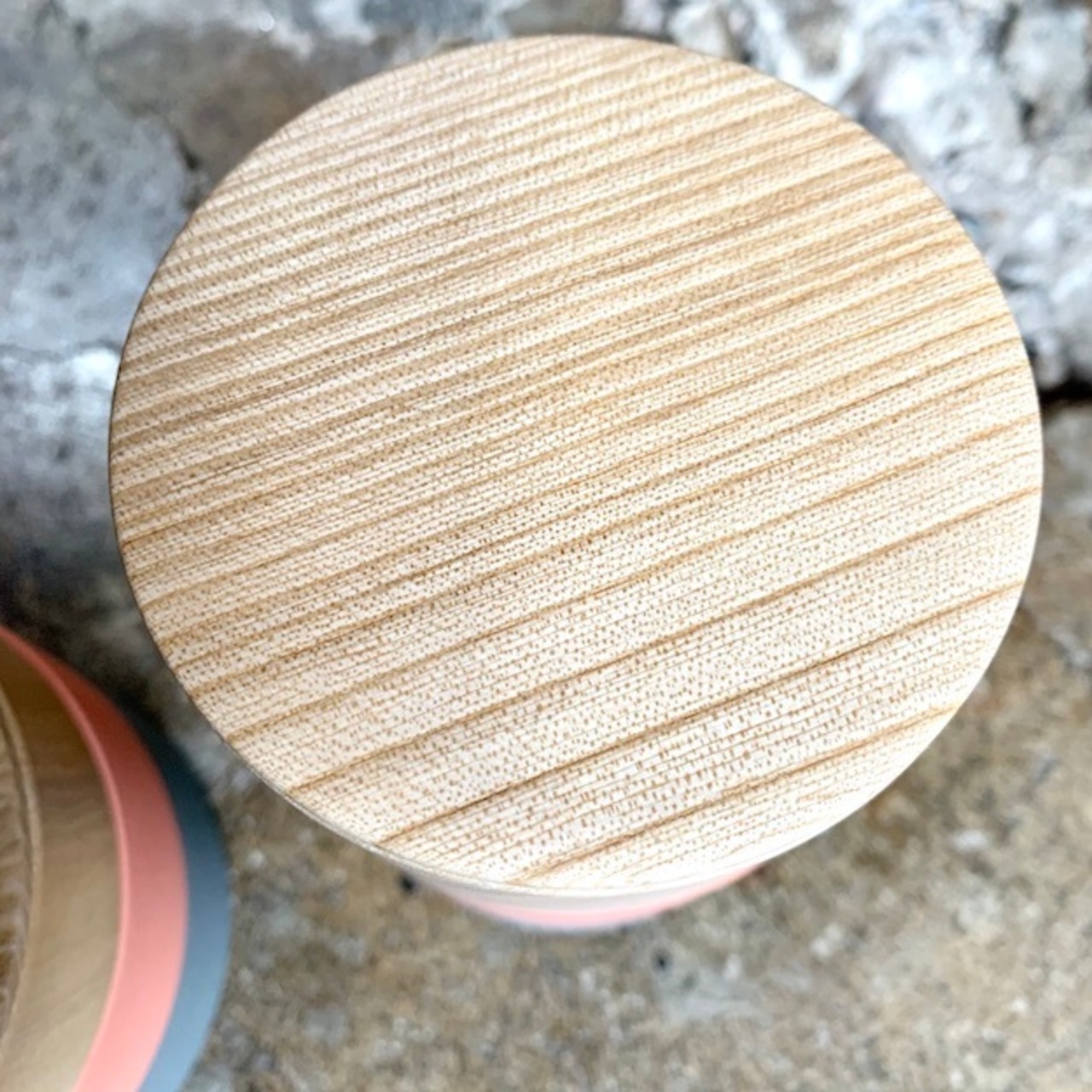 畑漆器 BORDER ナチュラル x ピンク x グレー C005