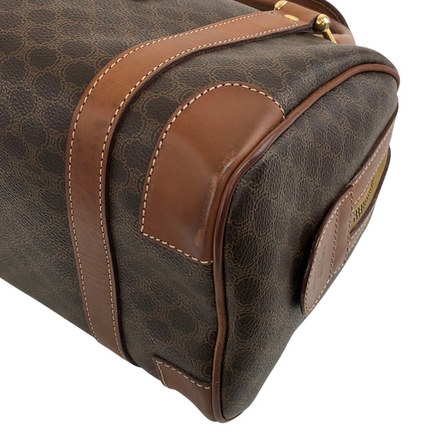 CELINE セリーヌ マカダム ハンドバッグ ブラウン ブラゾン型押し PVC ミニボストン vintage ヴィンテージ オールド mvau3t