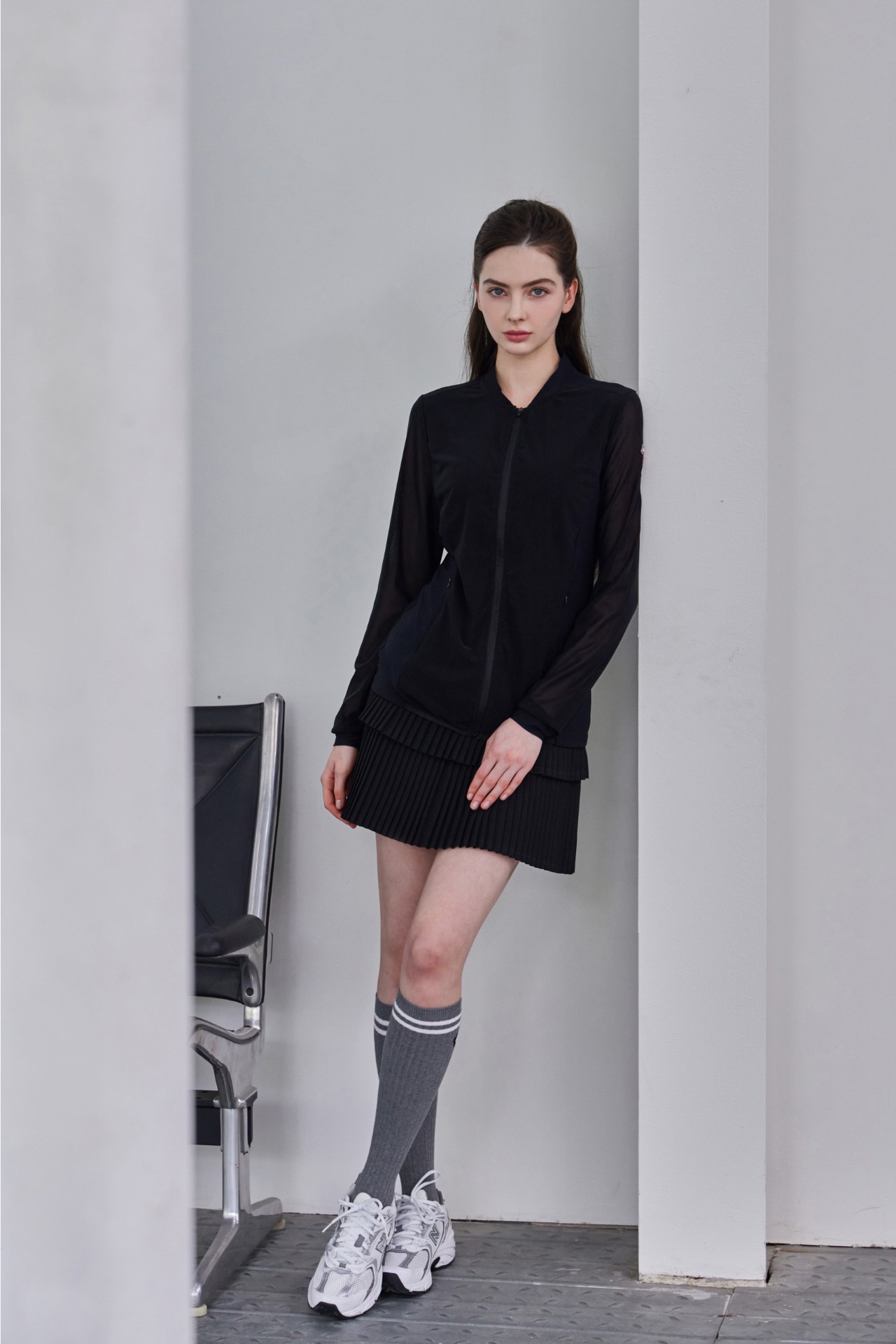 GOXO ゴーエックスオー ハートアタックメッシュスリーブジップアップ ブラック