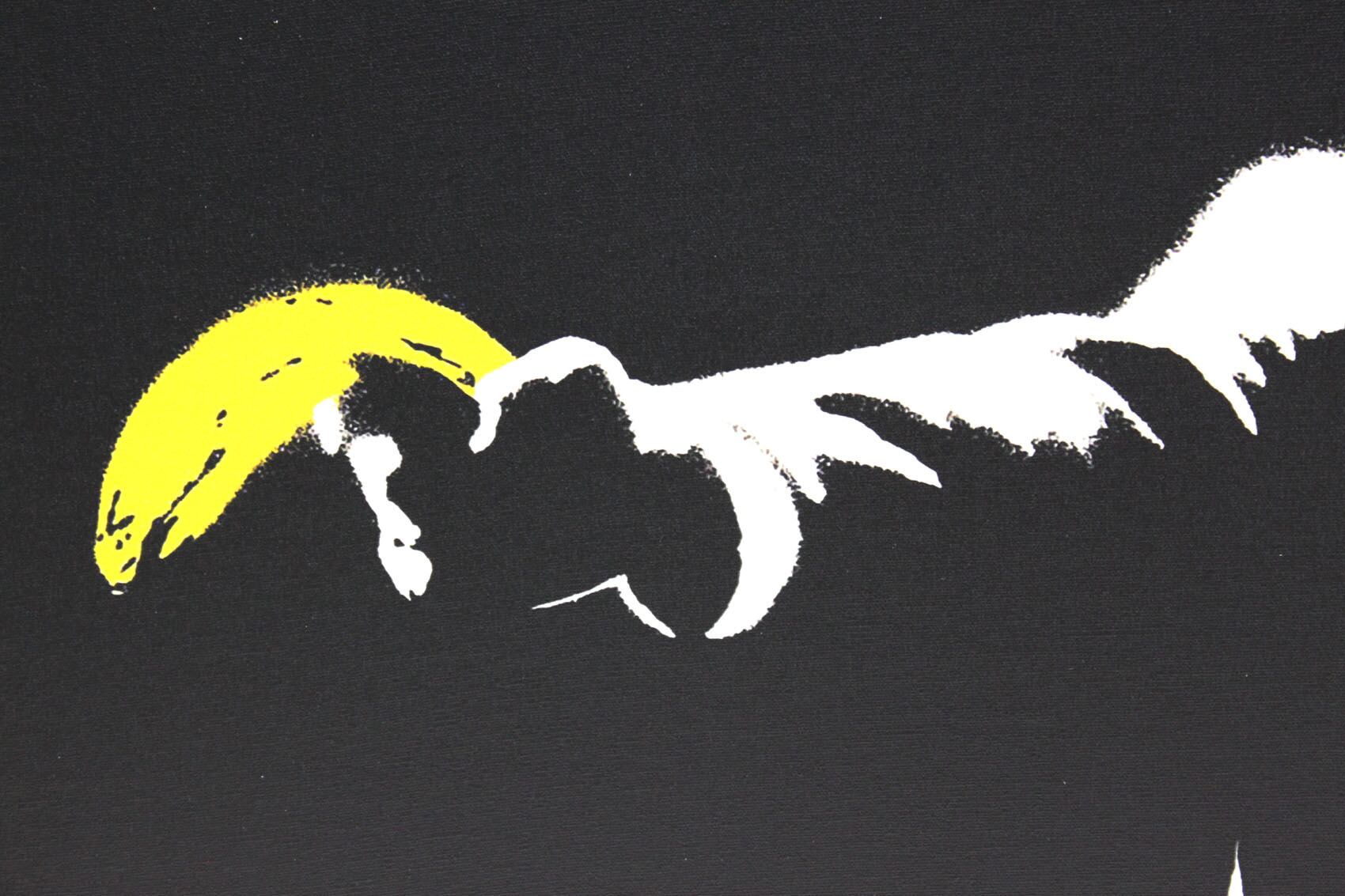 バンクシー「パルプ フィクション/Pulp Fiction Bananas」展示用フック付きキャンバスジークレ