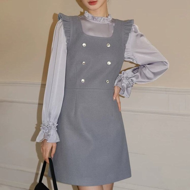 Frill shoulder mini dress　M1721