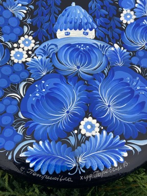 ペトリキウカ塗りのプレート（ヴァレンティナ・ホロべッツ）20cm