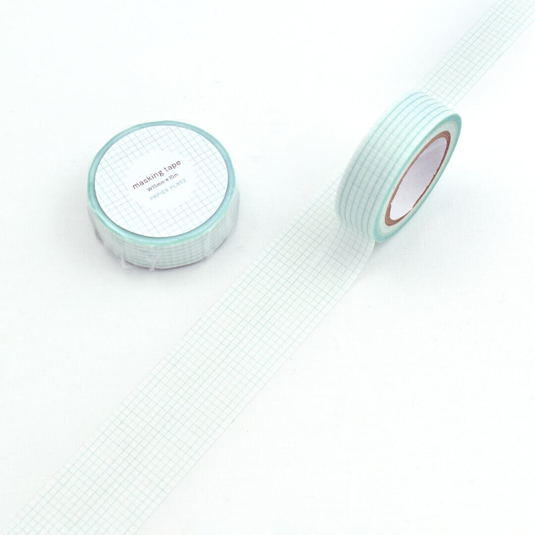 パピアプラッツ 方眼・アクアマリン 15mmマスキングテープVol.1 PA09