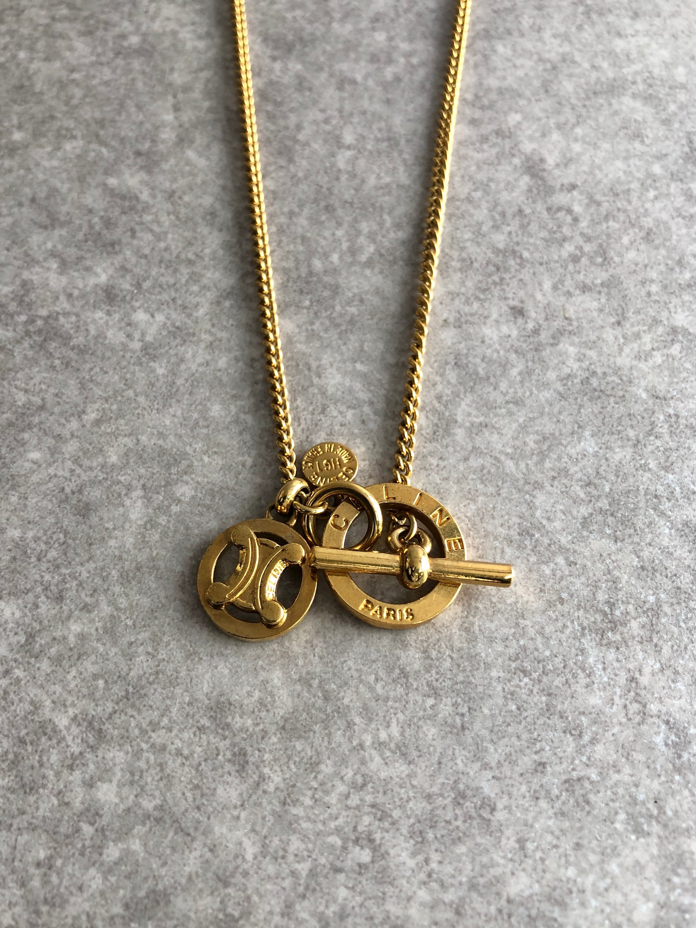 CELINE セリーヌ ネックレス ゴールド ブラゾン マンテル vintage