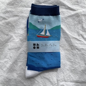 海の風景に癒される 海柄靴下 海水浴 カモメ 灯台 ヨット 靴下 ソックス プレゼント garapagosocks