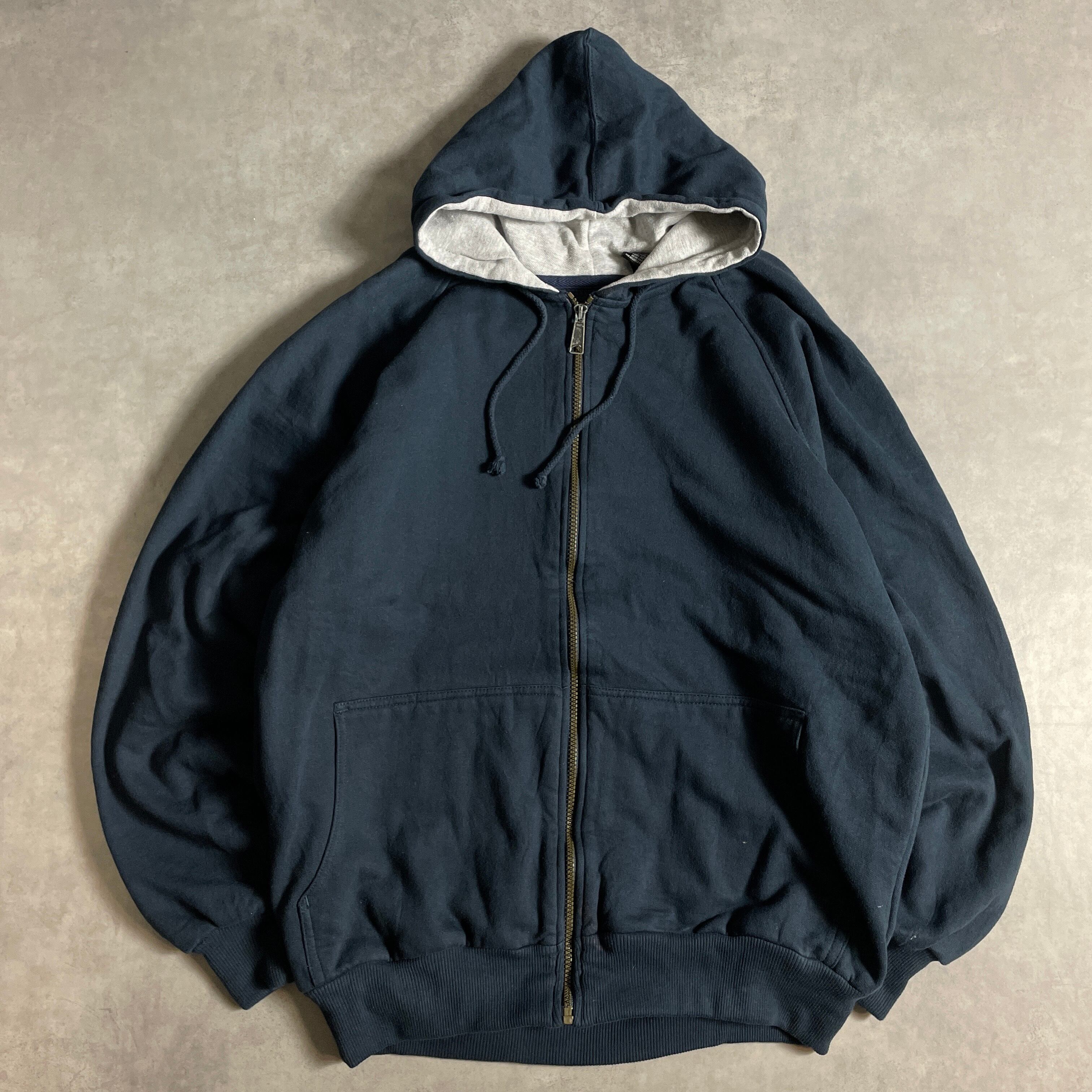 90s CANYON GUIDE ダブルフェイス 裏サーマル ジップパーカー 紺 vintage