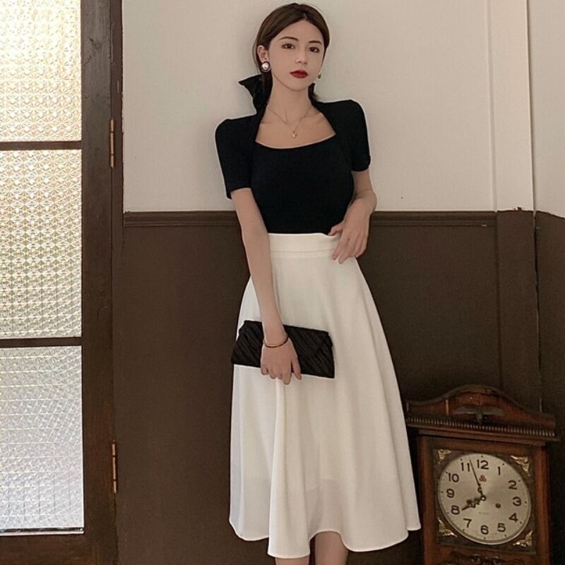 サマースリムTシャツ 薄手スタイルスカート レディース 夏物 YY-ファッション4349578925