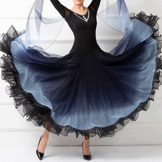 ロングスリーブAライン　シフォン　スカート　モダンドレス　ds0524