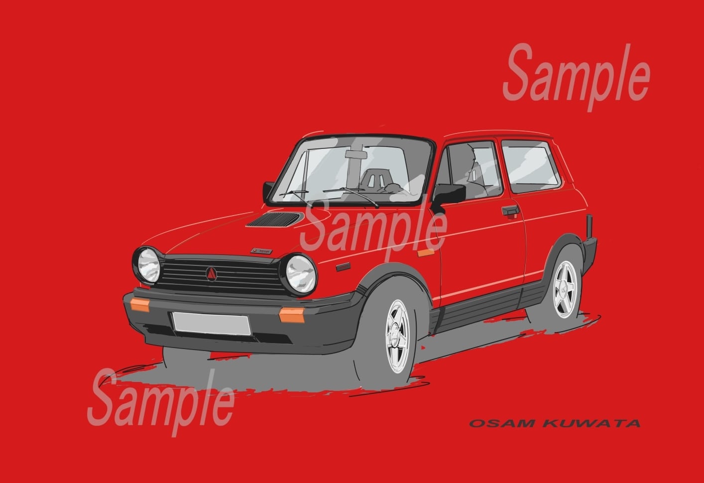イラスト アウトビアンキ A112 アバルト A4サイズ 額入り | osamart