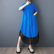 メッシュヘム シャツワンピース 30124