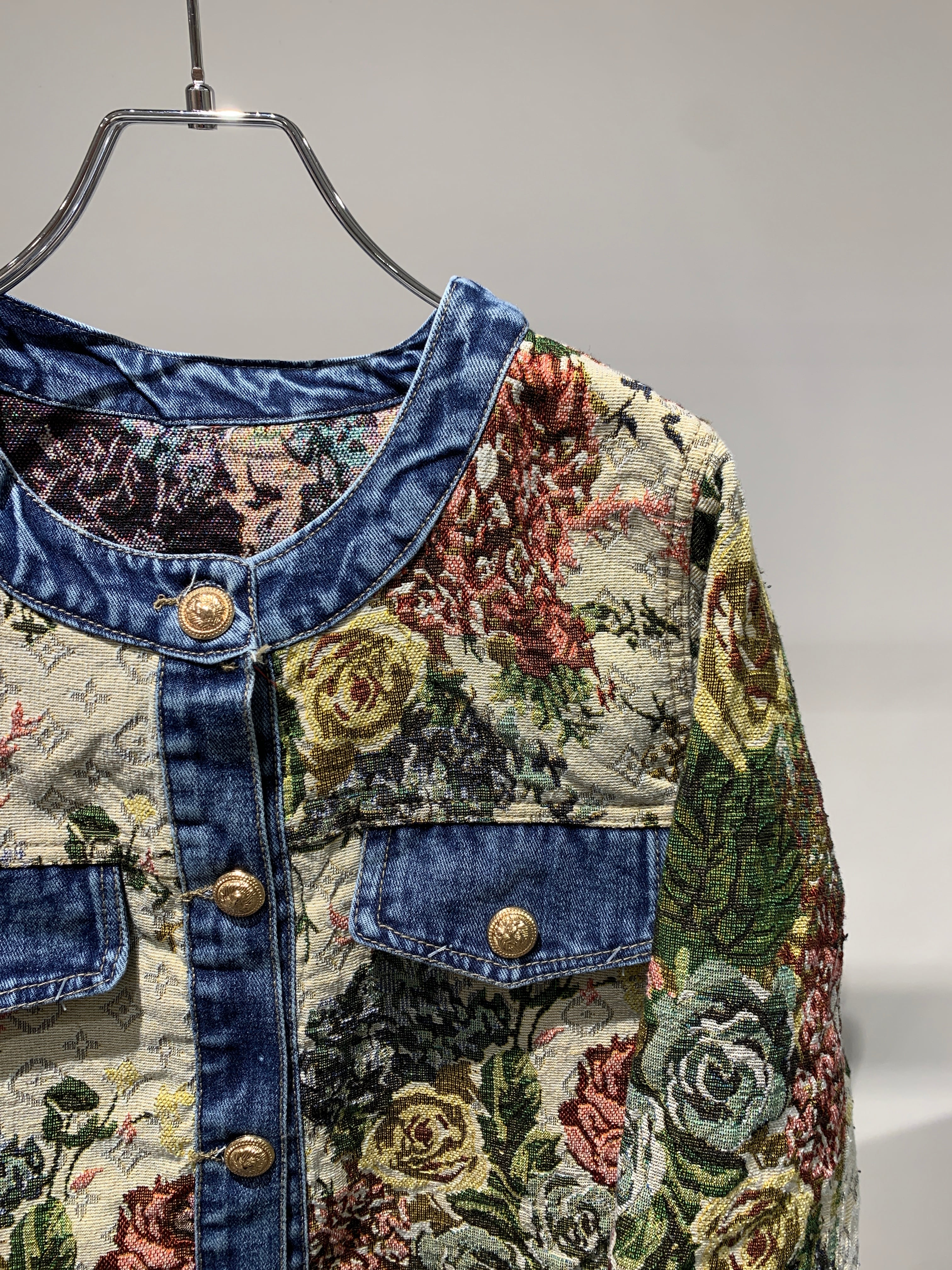 gobelin weaving no-collar jacket