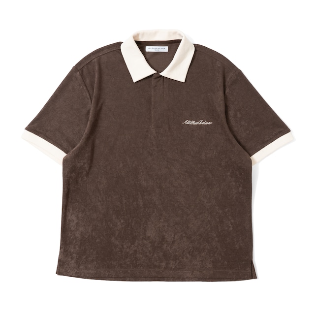 APD LOGO PILE POLO SHIRT / BROWN