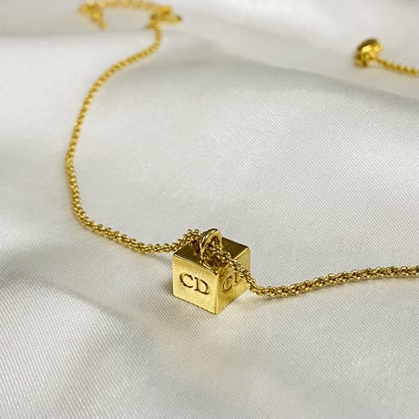 N5182】Christian Dior CD logo cube necklace/クリスチャンディオール